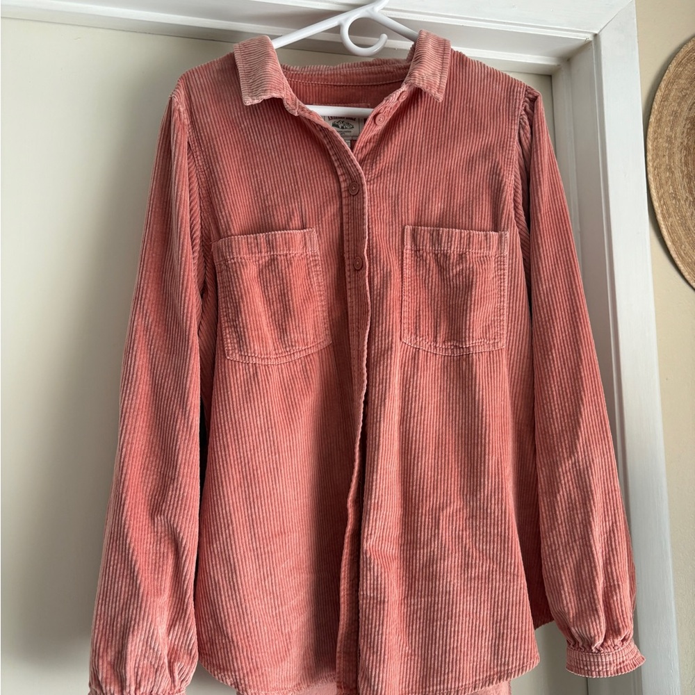 Pink Corduroy Button-Up Shirt